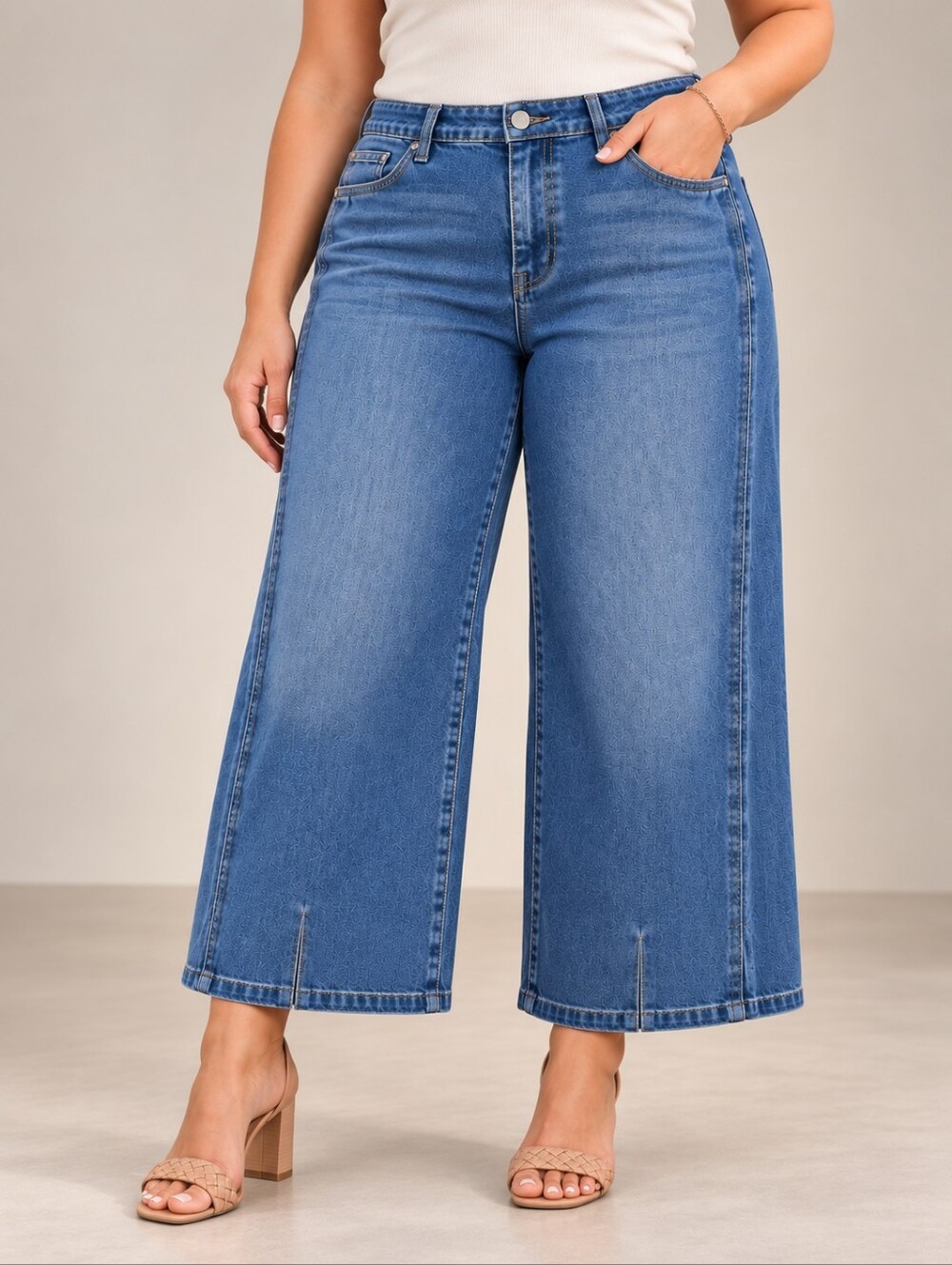 Curve Appeal Tummy Tucking Wide Leg Crop Jeans NWT Plus Size 22W